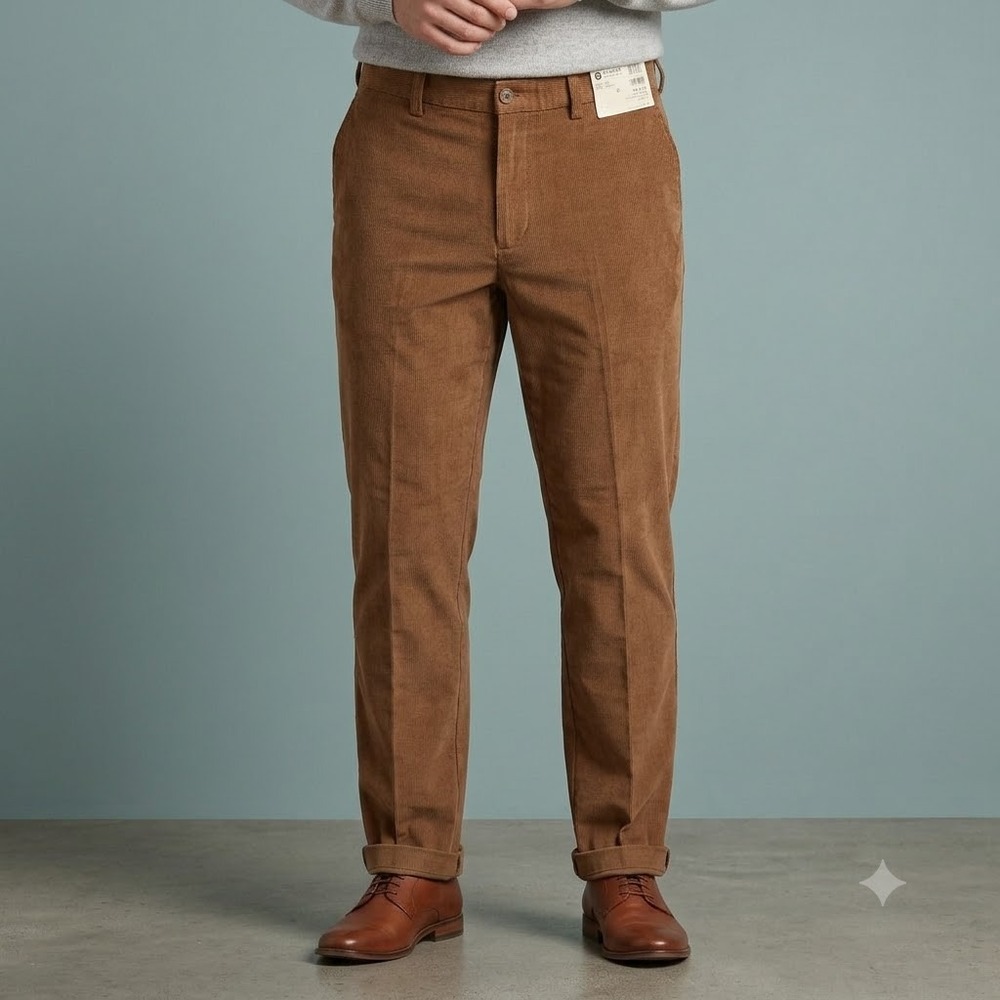 Haggar Classic Fit Premium Stretch Corduroy Pants Mens 34x32 Brown New NWT
